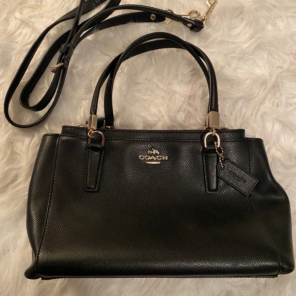 Black COACH bag with removable crossbody strap